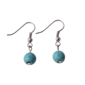 Boucle d&#39;oreille en perles Turquoise 8MM avec argent 925