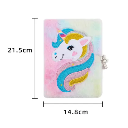 Cute Plush Lock Journal: Carton Unicorn Notebook for Kids – Unicorn Gifts for Girls