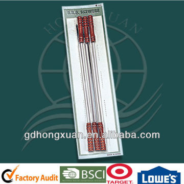 metal skewer/BBQ wood handle roasting skewer/6pcs BBQ-YW206