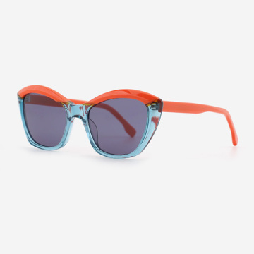 Cat Eye Lamination Geometric Acetate Female Sunglasses