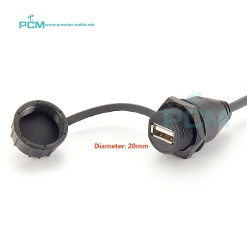 IP67 Waterproof USB A Socket Cable with Cap: Ideal for Outdoor Case Enclosures (1.8m)