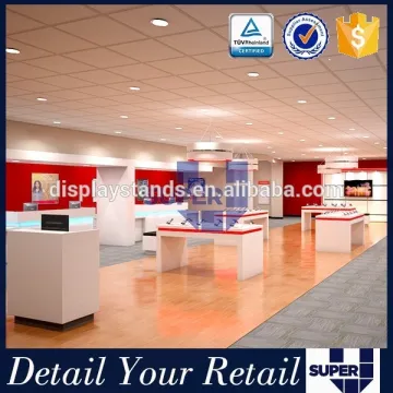 computer shop interior design aluminum tabletop wooden display stand