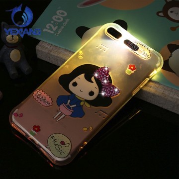 custom printed light up phone case for galaxy j5 tpu shockproof cover case with diamond