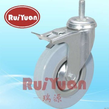 Gray rubber threaded stem double brake steel pedal caster