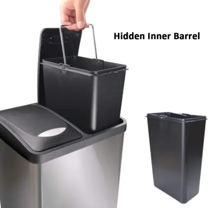 Stainless Steel Recycling Bin 3 Compartments Trash Bin