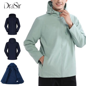 Hot Sell Men's Waterproof Hooded Fleece Jacket - 4XL for Hiking