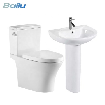 Modern Cheap Bathroom Toilet Set: Ceramic Pedestal Basin and Two Piece Toilets