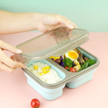 Factory Direct Portable Microwave Silicone Food Storage Conteneur - Bento Boîte à lunch pliante pliable