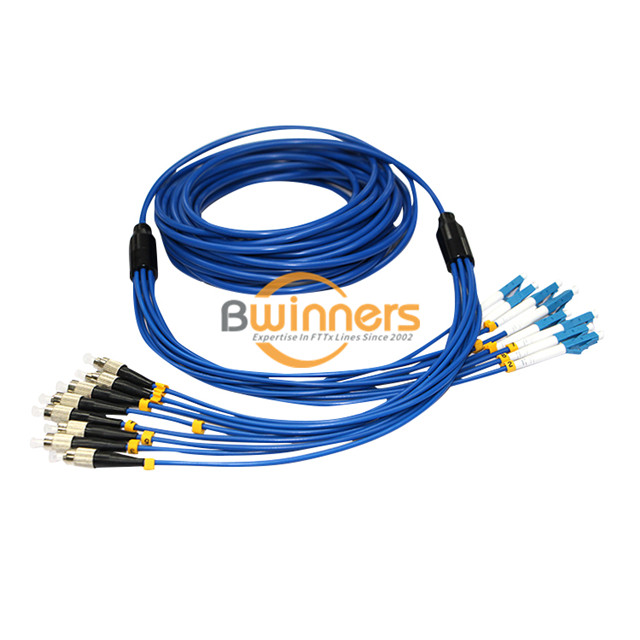 Jumper de fibra blindada 8F LC-FC SM em PVC blindado (OFNR)