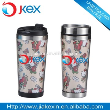 Double wall thermo coffee mug metal drink bottle with photo insert