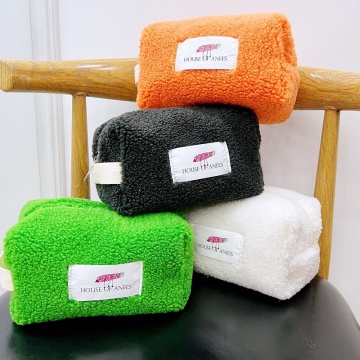 Cute 6-Color Mini Plush Bear Embroidery Makeup Bag for Girls