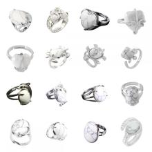 Anillos de piedra aullidos de aullidos anillos de forma de búho para mujeres anillos de corazón de aullido blanco para niñas anillo de boda ajustable