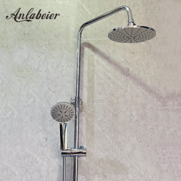 Adjustable Wall-Mounted Bathroom Rain Shower Set - Chrome Minimalist