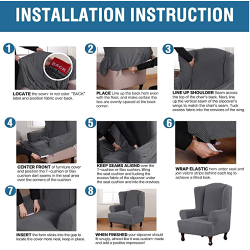 1 Piece Super Stretch Stylish Wingback Chair Cover