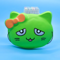 Máscara de fiesta infantil de PVC con lazo de gato de dibujos animados verde