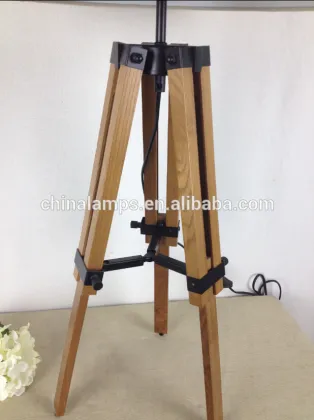 Christmas decoration lighting floor lamp wood bollard light tripod wood floor lamps with fabric lampshade for hotel lighting