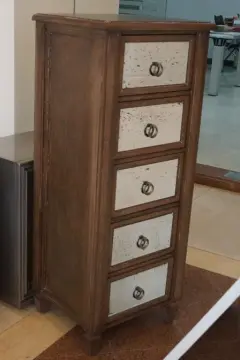 5 Drawer Mirrored Antique Painting Tallboy