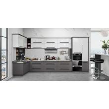 Kabinett tal-kċina minimalista tal-istainless steel