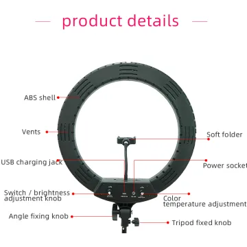 18 Inch Adjustable Color Temperature DSLR Camera Ring Light for Photography Studio