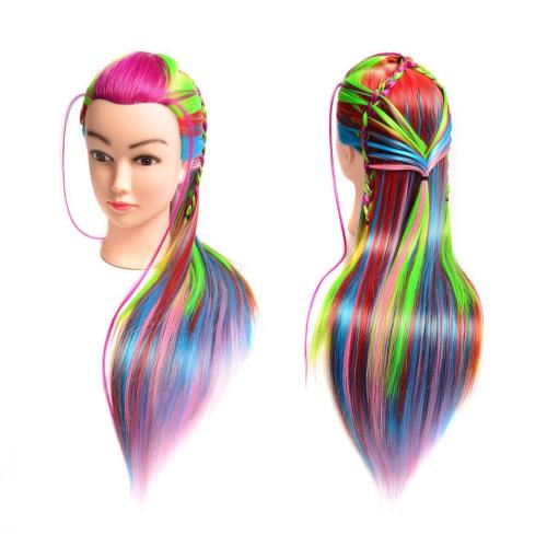 COLORFUL SYNTHETIC FIBER TRAINING MANNEQUIN HEAD FOR HAIRDRESSING CUTTING,BRAIDING,STYLING