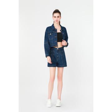 Ladies áo khoác bỏ túi denim