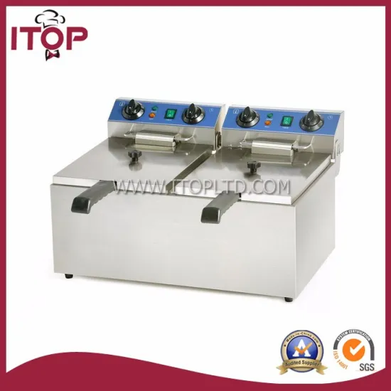 13+13 L double tanks flat fryer