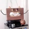 Scatola per fazzoletti di cartone animato in noce