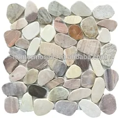 Grey mix color Pebble stone mosaic tile in irregular size for indoor or outdoor decoration with nature feeling