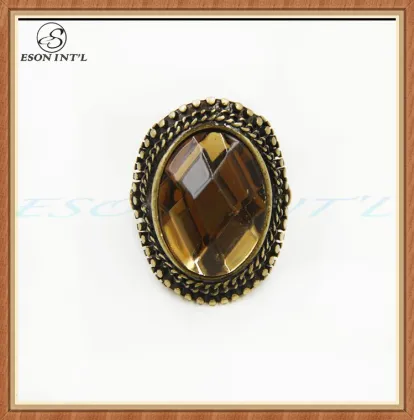New Product Elegance Women Big Amber Crystal Ring