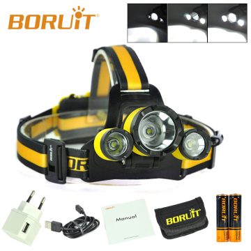 2017 High Qaulity Boruit Rechargeable LED Headlamp with 2200mAh Battery