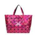 Laser women rhombic geometric folding magic cube big shoulder portable handbag women tote bag