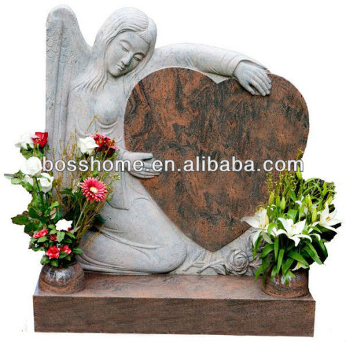 European style angel and heart shaped tombstones and monument