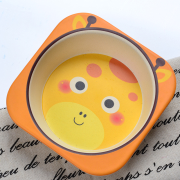 cute animal design printing bamboo fiber kids bowl
