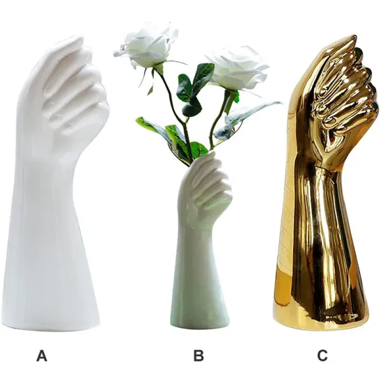 K&B White Gold Ceramic Handcrafted Bud Flower Vase: Ideal for Hydroponic Floral Arrangements and Home Decor