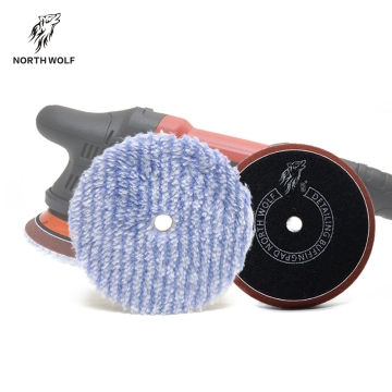 North Wolf Durable 5'' Car Care Cutting Pad DA Microfiber Buffing Pad synthetic wool pad