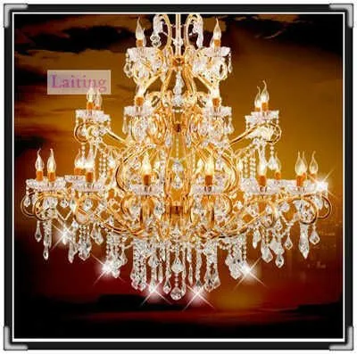 Pretty Iron Crystal Chandelier & Golden Fame Light