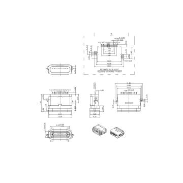 16P Female Waterproof 90° SMT Offest 1.2
