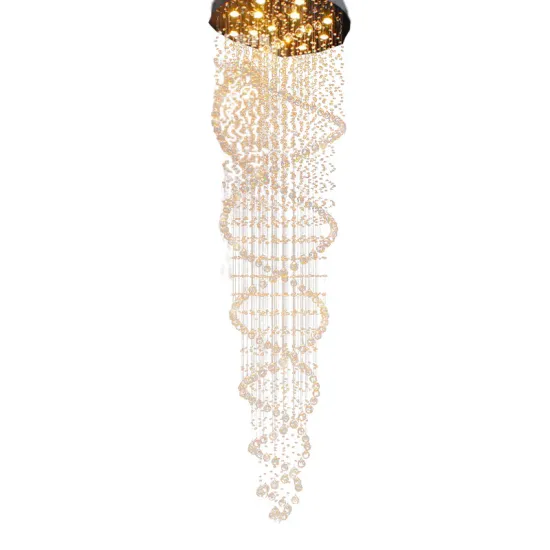 Luxury Long Spiral Crystal Chandelier for Villa and Hotel Lobbies