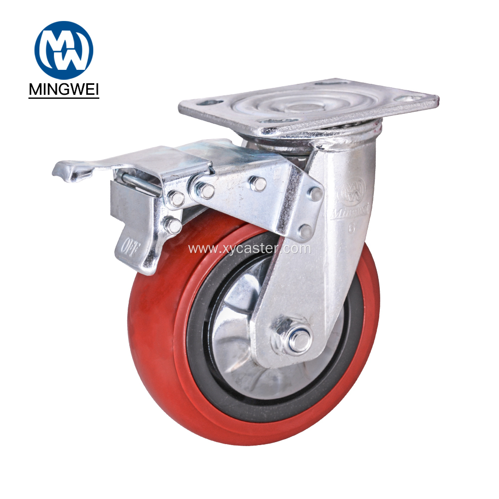 Plate 6 Inch Caster Wheels with Brake
