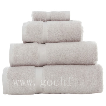 100% cotton plush banded bath towel set bath sheet hand towel