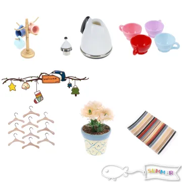 Miniature Living Room Kettle/Mat/Stand Holder Furniture Sets For Mini Children DollHouse Home Decor Kids Toy DollHouse Toys Gift