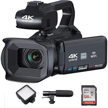 4K Camcorder Vlogging Camera: Auto Focus 48MP 60FPS 4.0" Touch Screen 18X Zoom