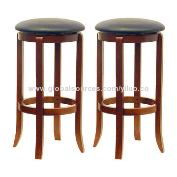 Wooden Transitional/Wooden Bar Stools, w Faux Leather Upholstered Seats