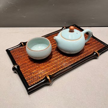 Vassoio da tè intrecciato in bambù Qiong