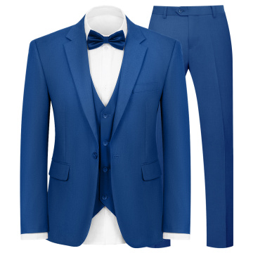 WYWK Men's 3-Piece Suit Prom Wedding Set-Royal Blue-M