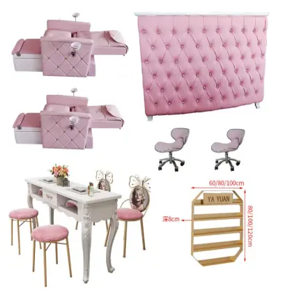 Modern Spa Hair Salon Equipment Package - Pink Beauty Salon Furniture Set