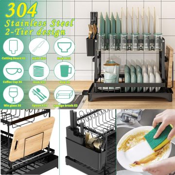 Mother's Day Gift: 2-layer Foldable Kitchen Dish Drying Rack Drainboard
