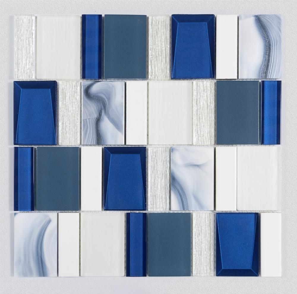 Royal Blue And White Glass Ceramic Mosaic Tiles