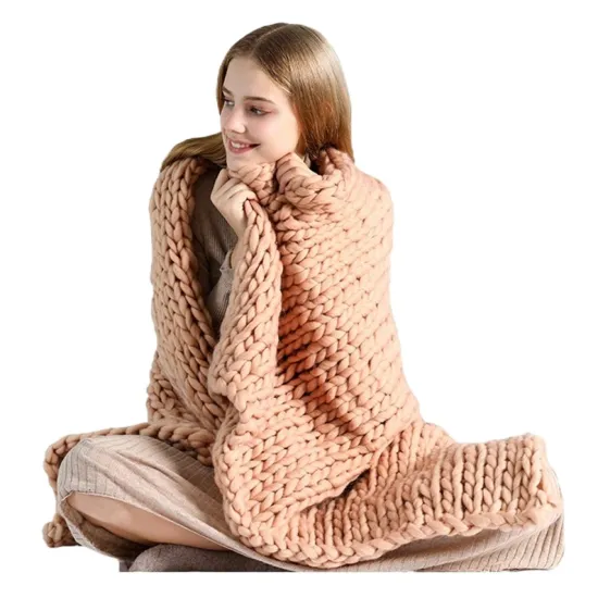 Chunky Hand Knitted Throw Modern Large Soft Sofa Bed Blanket - Coarse Knitted Wool Blanket Knitted Blanket Bedspread Throw