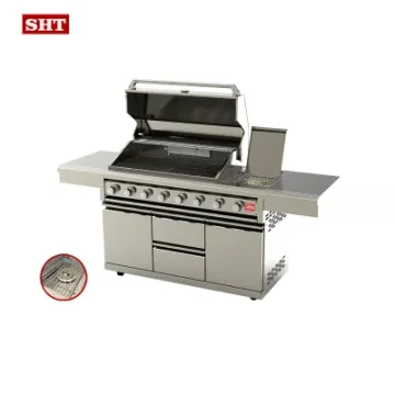 High Quality Outdoor Kitchen Rotisserie Gas BBQ Grill with Drawers